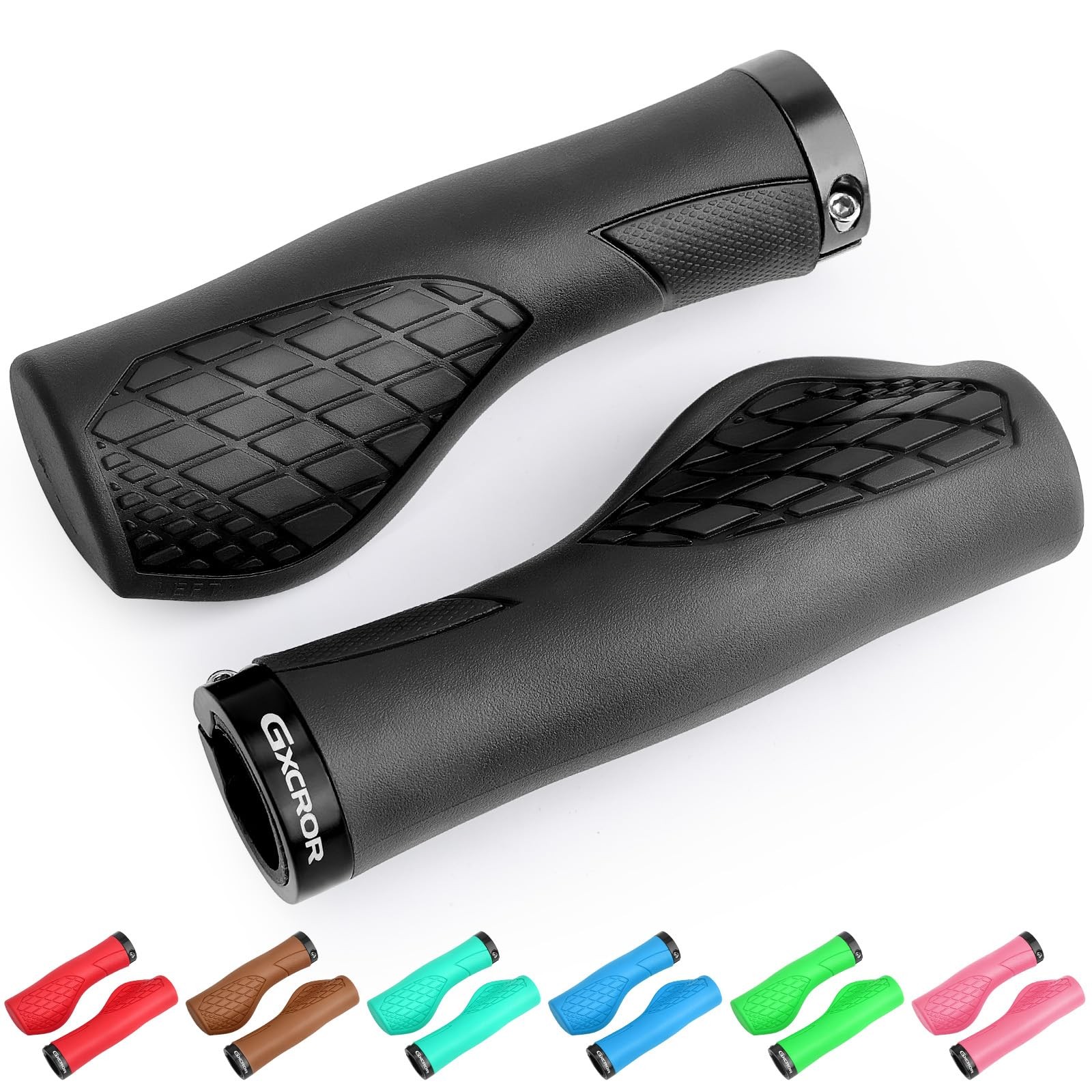 GXCROR Bike Grips,Ergonomic Bicycle Handlebars Grips Shock 130mm+130mm, Black