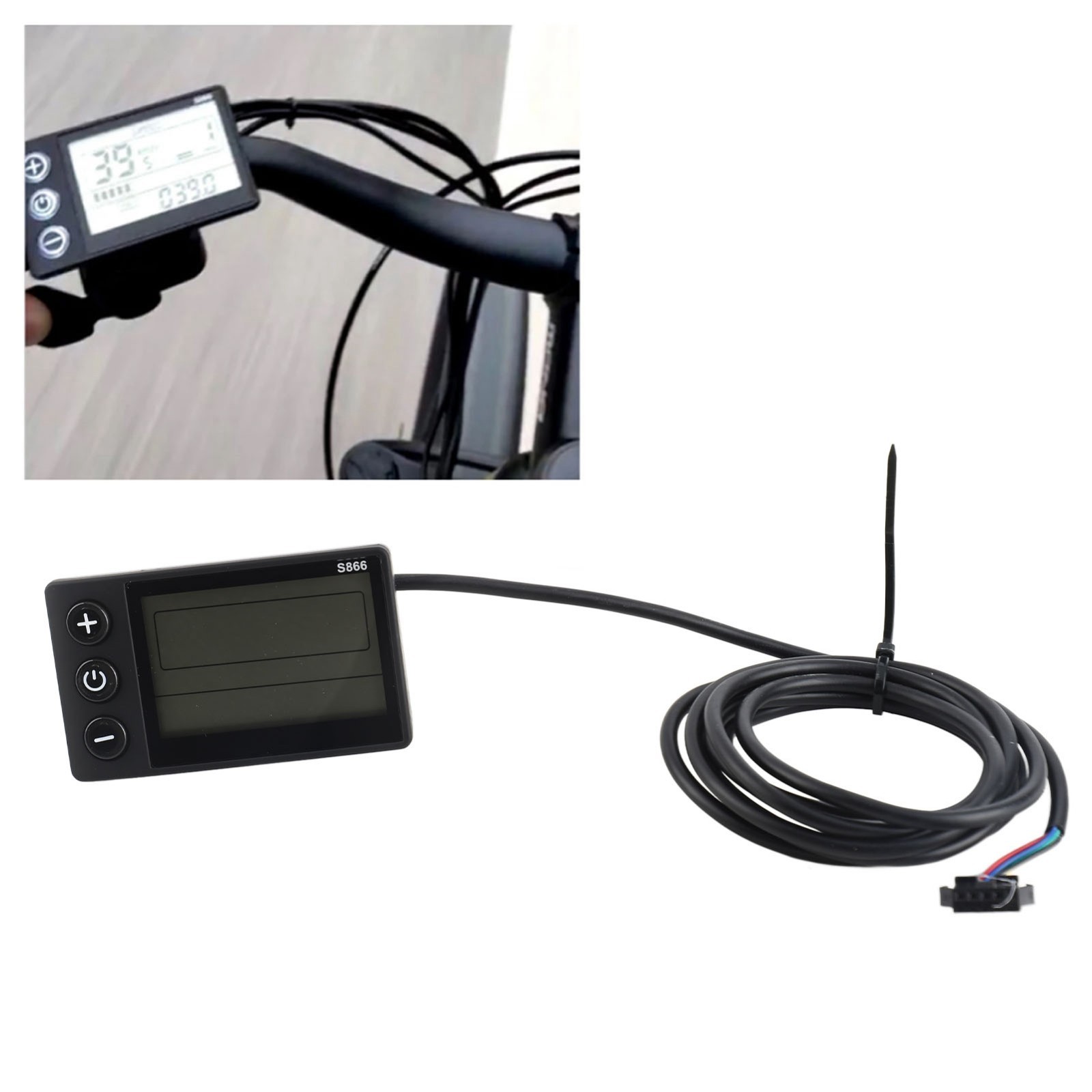 S866 LCD Display Meter 24V 36V 48V E-Bike Scooter Control Panel with SM Plug