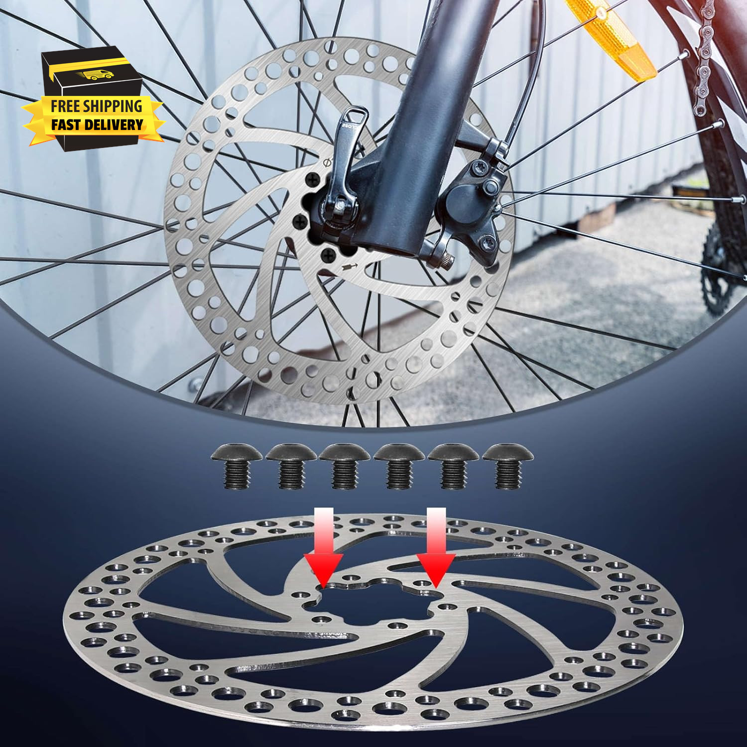 140Mm 160Mm 180Mm 203Mm MTB Disc Brake Rotor with 6 Bolts, Bicycle Brakes Stainl