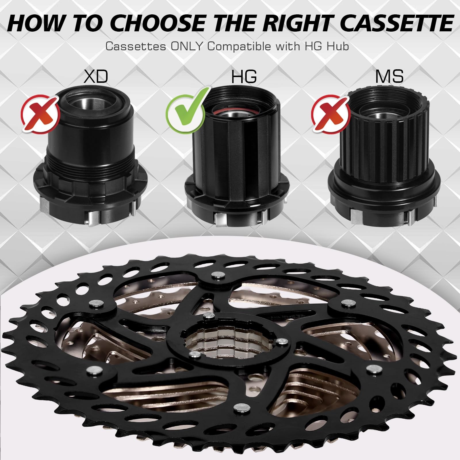 BUCKLOS 8/9/10/11/12 Speed Cassette Ultra-Light 10S-11-46T, 10 Speed-11-46T