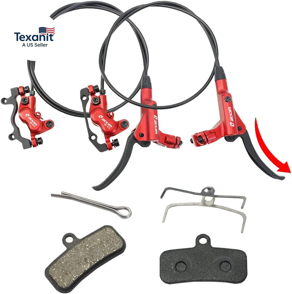 Zoom HB876 4-Piston Pre-Bled Hydraulic Disc Brake Set for Mountain Bike, Bike Di