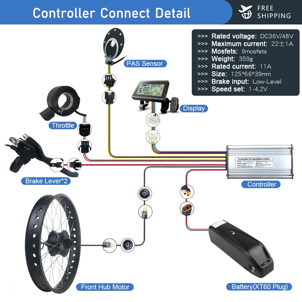 36V/48V 500W Ebike Conversion Kit Fat Tire 4.0 Tyre Front Wheel Hub Motor
