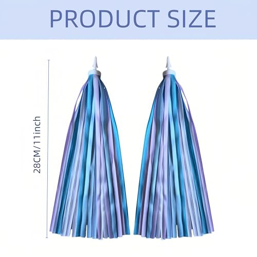 1 Pair Bike Handlebar Streamers, Colorful Bike Tassels, Light Blue Purple
