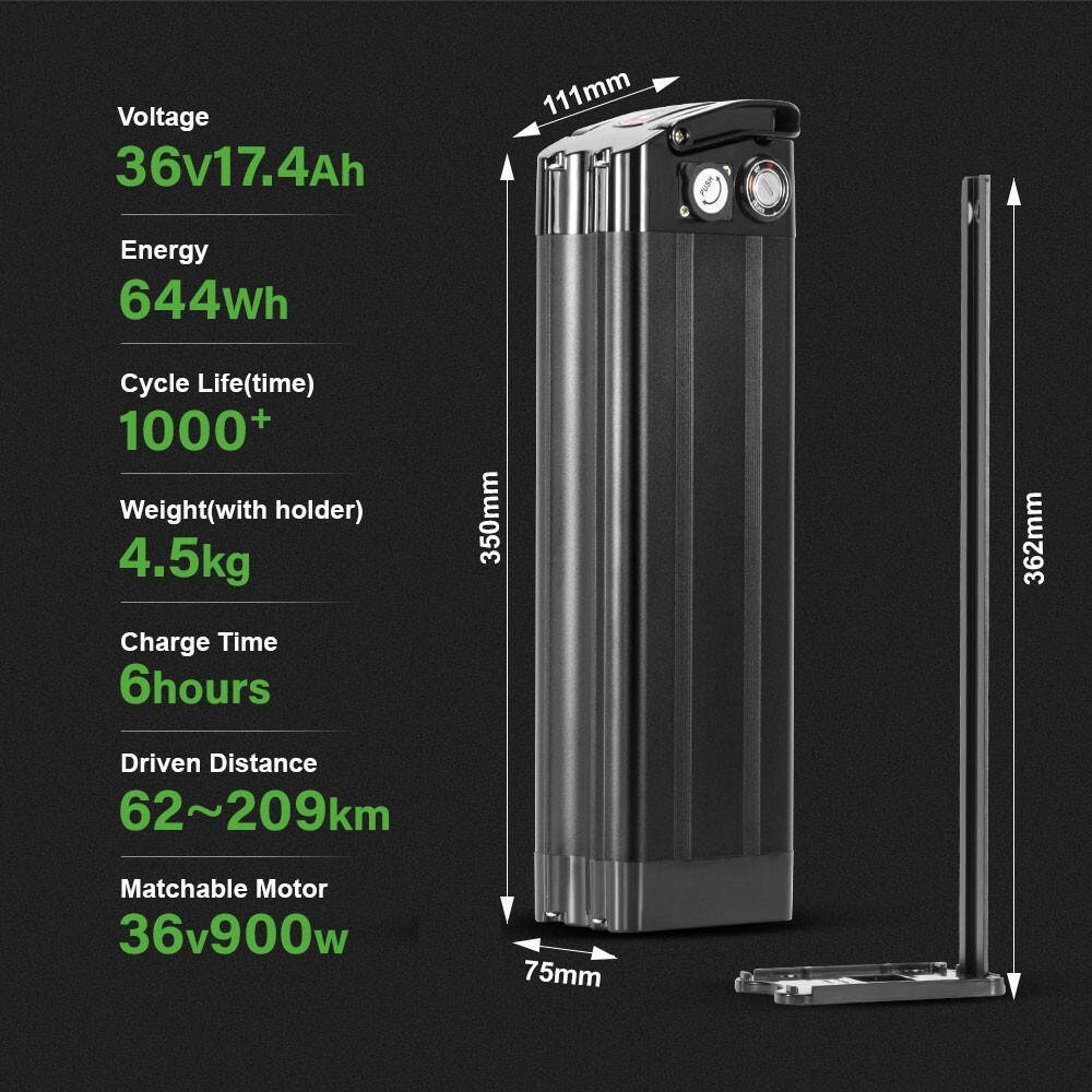 Silverfish Ebike Battery 36V 17Ah Lithium Electric Bike Battery for 200W-900W