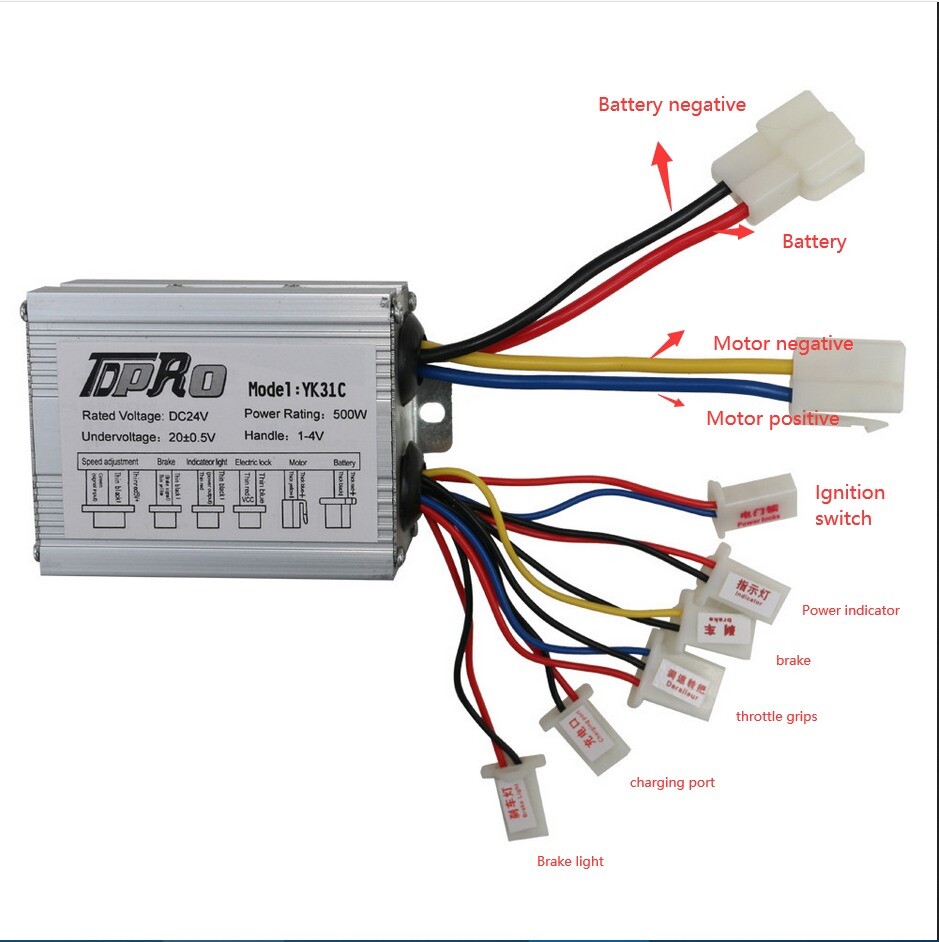500W 24V Brush Electric Motor Controller Battery Kit 36 Volt 800 Watt E Bike ATV