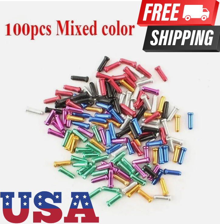 New 50 Pcs Aluminum Bike Bicycle Shifter Brake Cable Tips Caps Ends Crimps