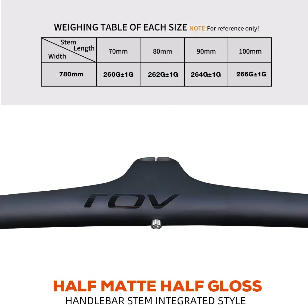 Carbon Fiber XC Mountain Bike Integrated Handlebar 9/10 Degrees 70-100mm*740mm
