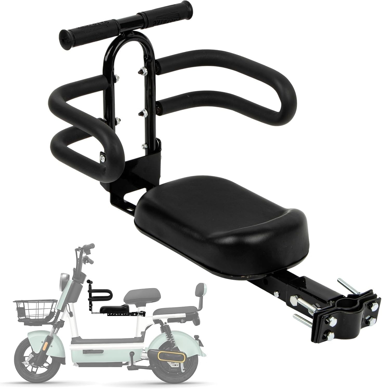 Tandem Bike Seat for Adult Bike & Electric Scooter Adjustable 35mm-65mm Inner