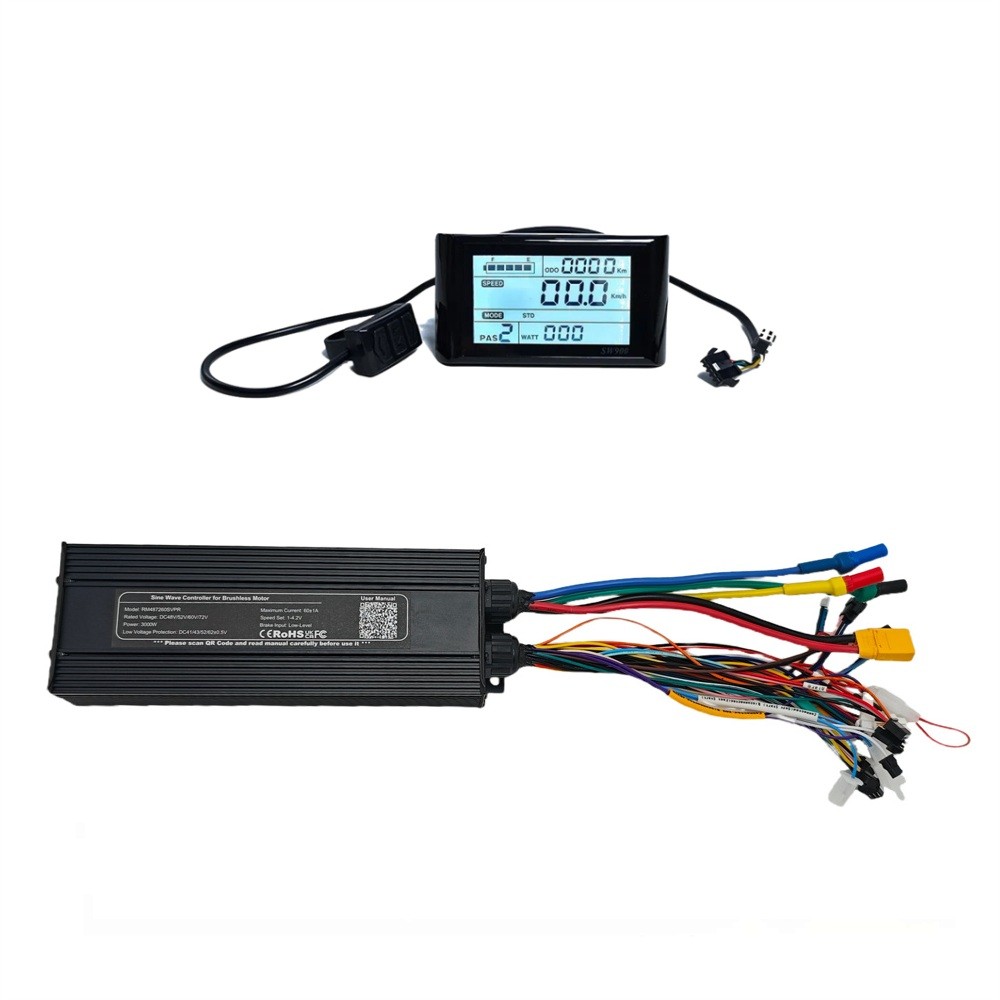 eBike Sine Wave Controller 60A 48V-72V 2000W 3000W 4000W 18MOSFET Electric Bike