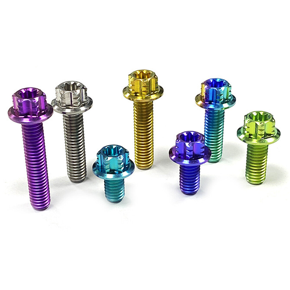 Grade 5 Titanium Screws M6 x 10/12/15/20/25/30-70mm (1.0mm) Flange Star Ti Bolts