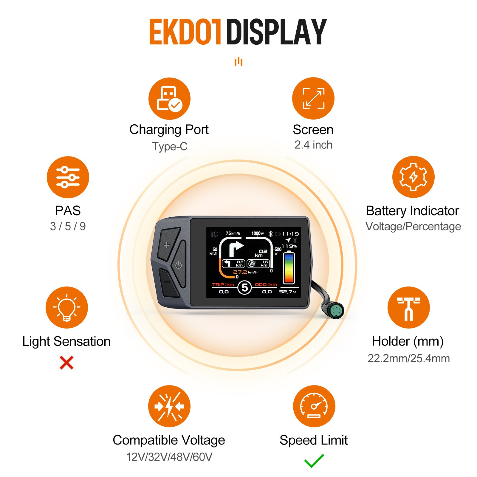 UART EKD01 Display Controller For Bafang Ebike BBS/HD Mid Hub Motor 250W-1000W