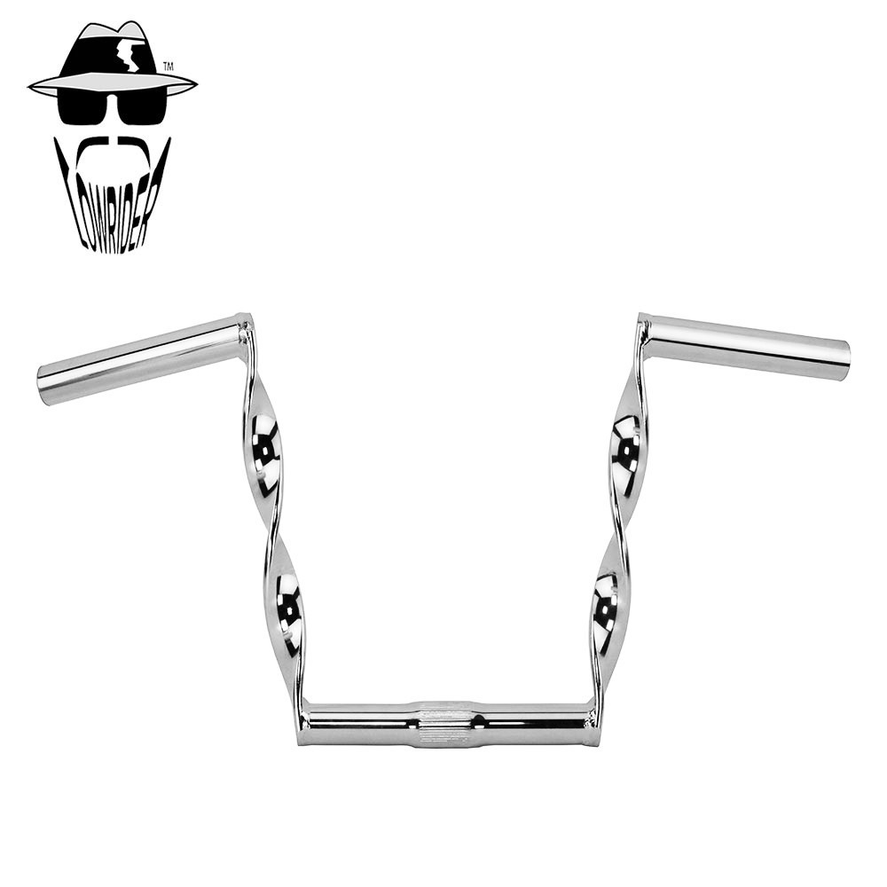 ORIGINAL LOWRIDER Flat Twisted Handlebar 9” Rise Chrome 25.4mm Cruiser/Chopper.