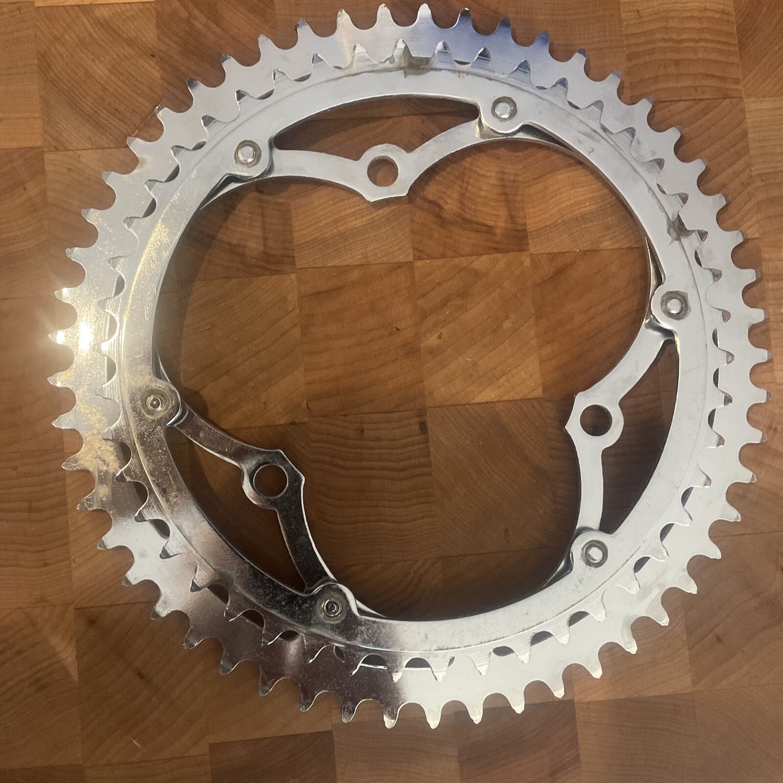 Vintage New-Old-Stock NERVAR CHAINRING SET 53/46T • 3-Arm • Chromed Steel. (NJ)