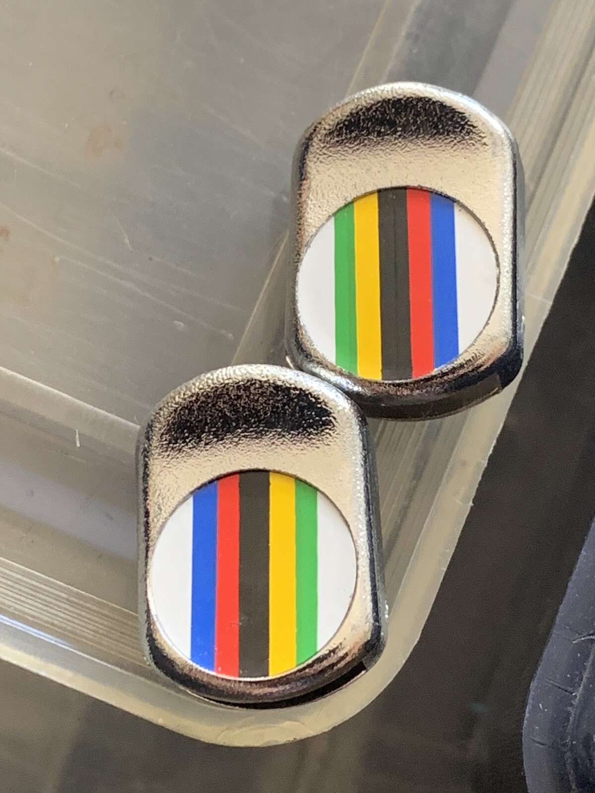 Vintage CICLOLINEA World Champion Stripes Toe Clip Strap Button PAIR L’Eroica IT