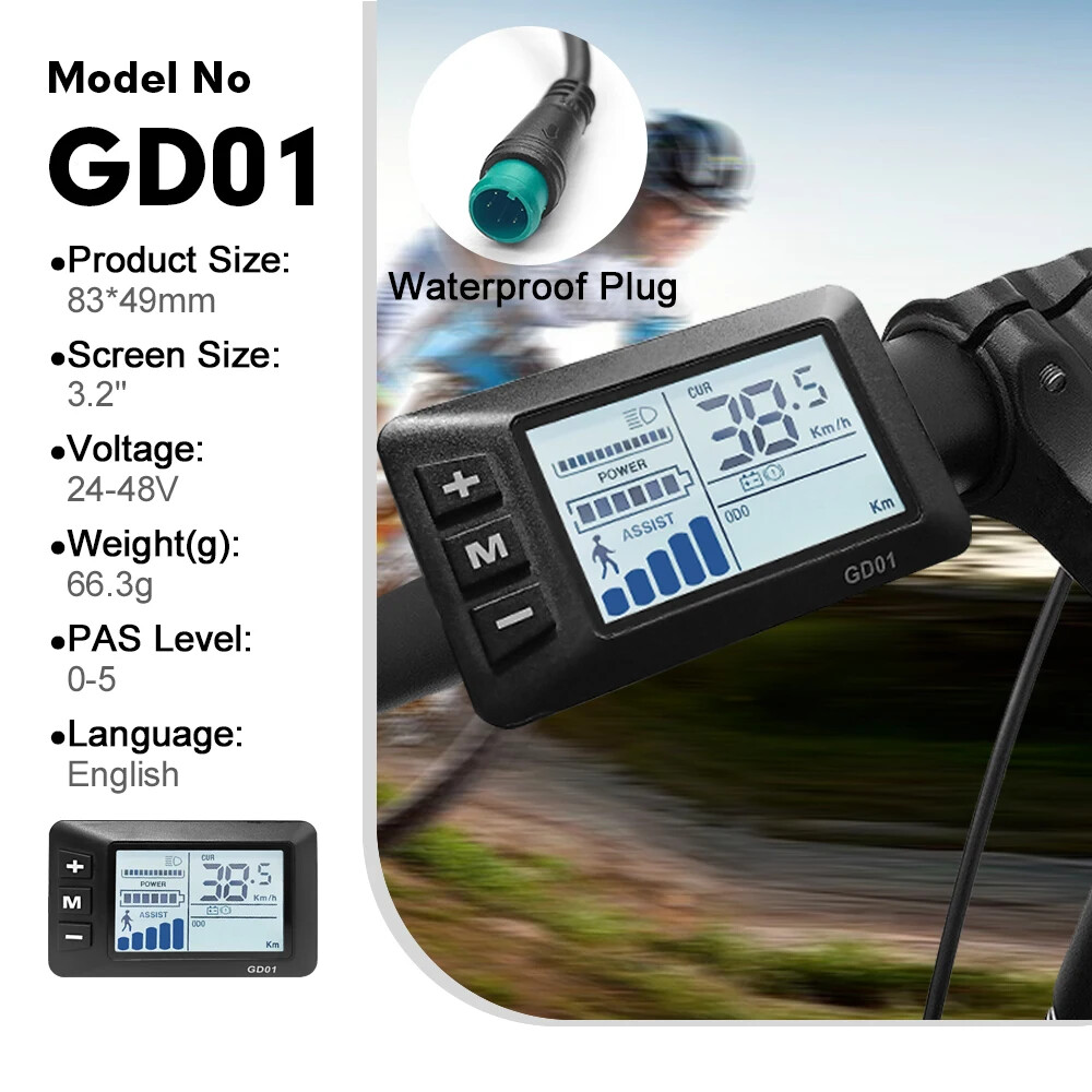 E-bike Display 24V/36V/48V/60V/72V Waterproof/SM Plug for E-bike Conversion Kit