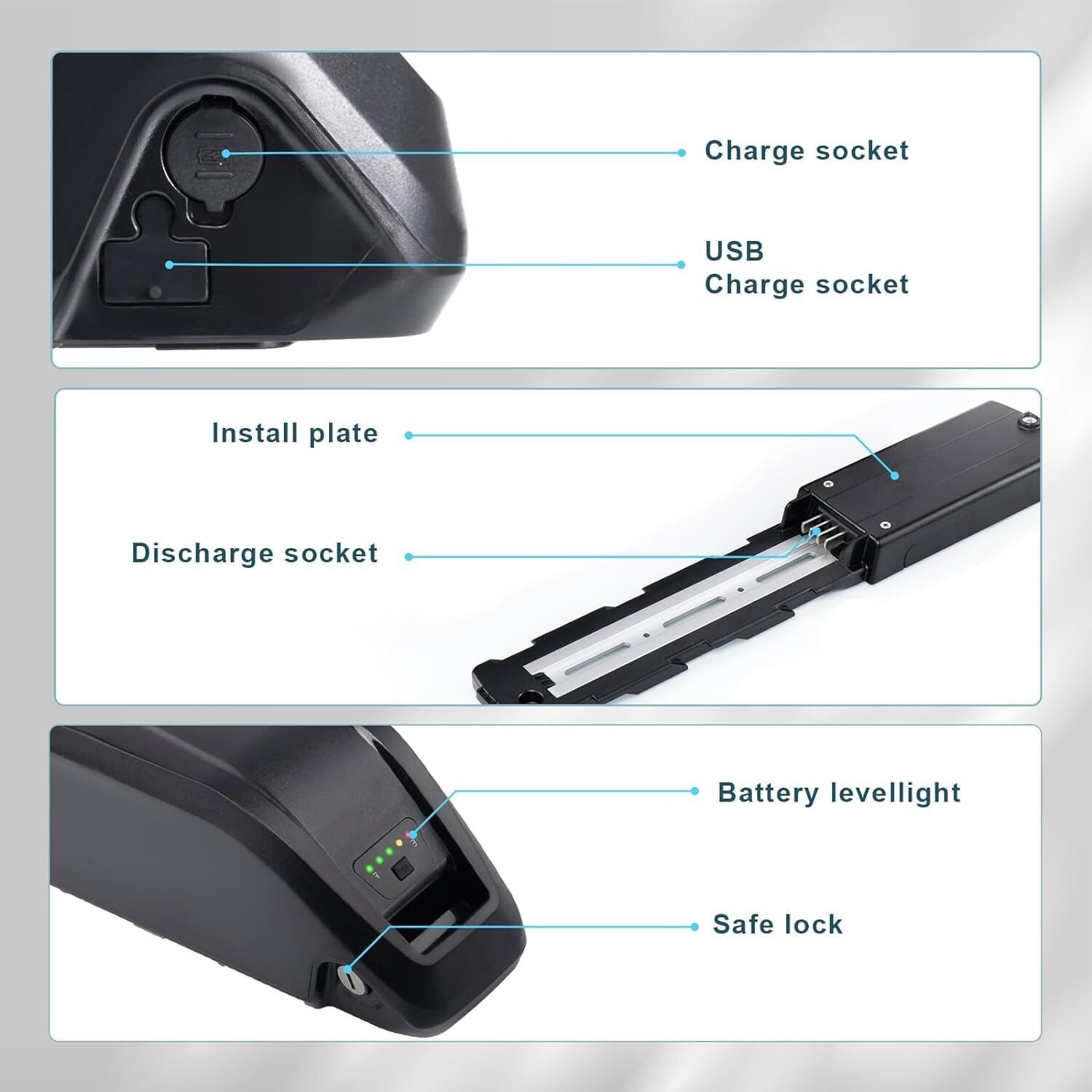 48V 36V 10Ah 15Ah Ebike Battery Electric Bike Lithium Battery for 50-1500W Motor