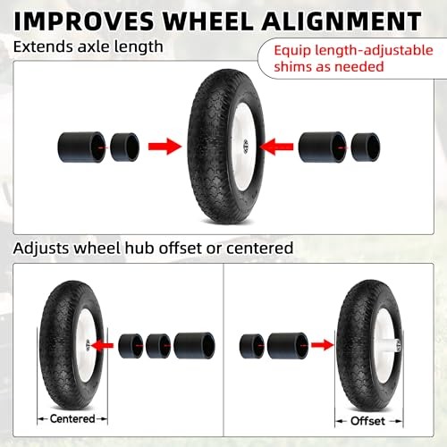 Wheel Hub Spacers – 5/8″ Axle Spacer Kit, Combo Pack with 4 x Nylon 5/8″ Bore