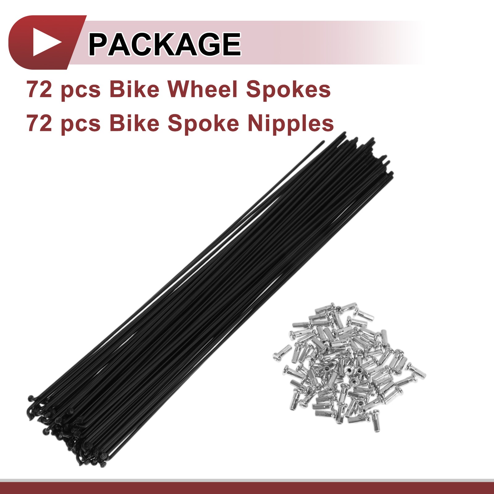 72 Set 14G Bicycle Spoke 255mm Bike Wheel Spoke Carbon Steel Black