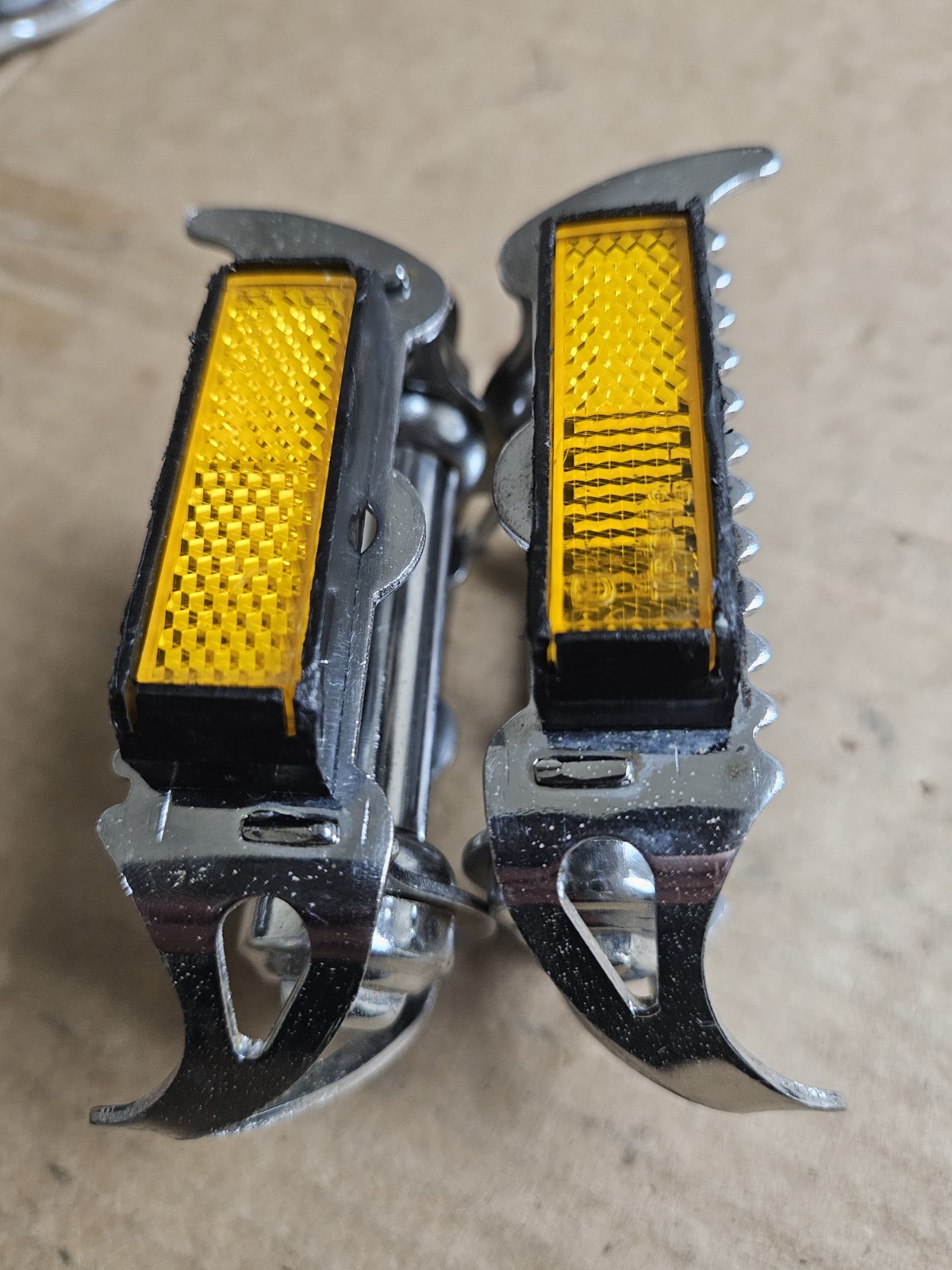Vintage 70s Raleigh 501 Bike Pedals, set, 9/16″, steel, quill, Road Touring