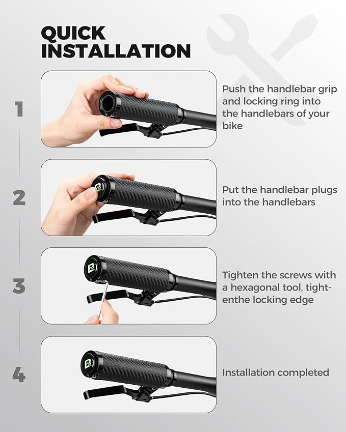 ROCKBROS Bike Handlebar Grips Ergonomic Double Lock-on Non-Slip Cushioned Grips