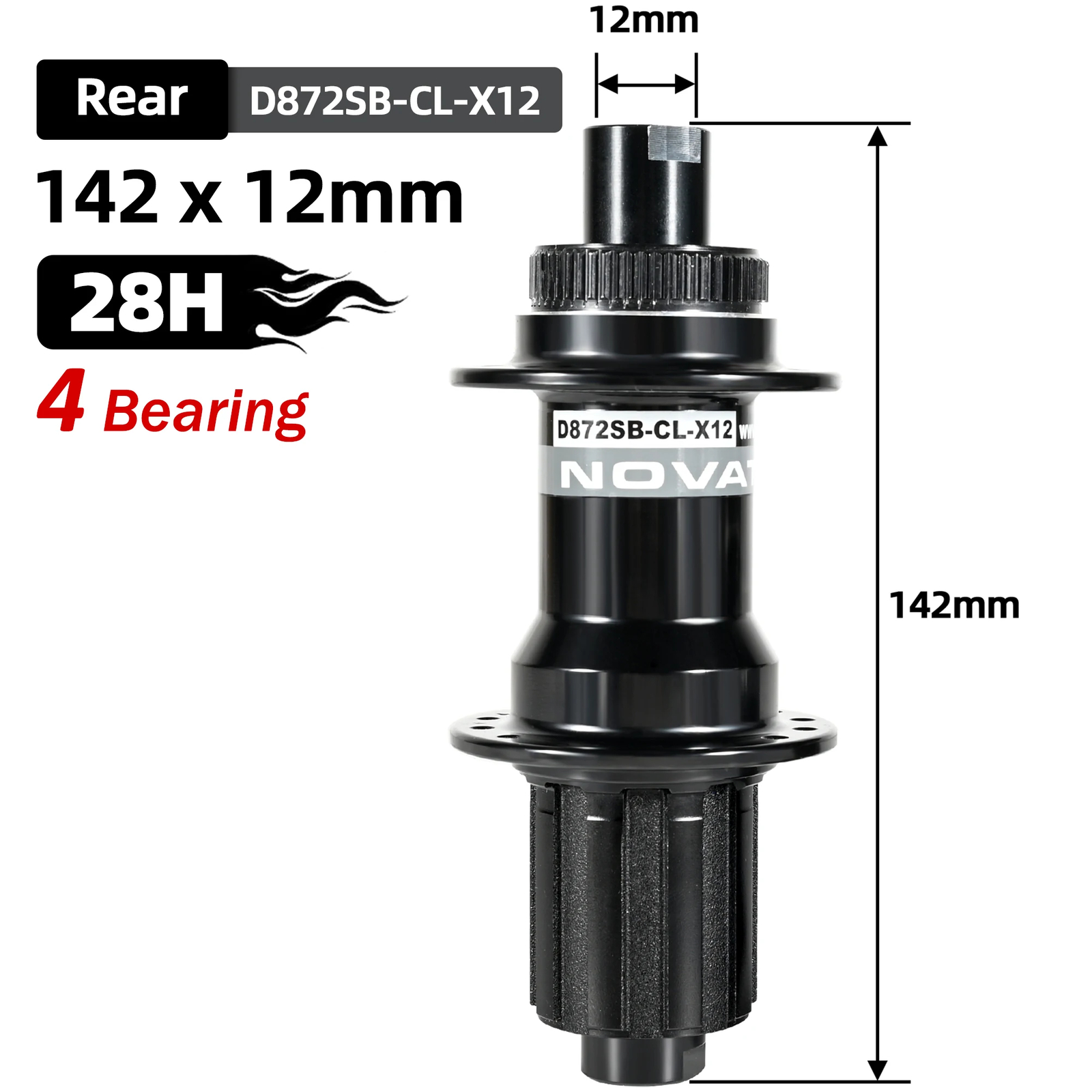 Road Bike Hubs 100x12mm 142x12mm Center Lock Disc Brake 28H 4 Bearing HG 8-11S