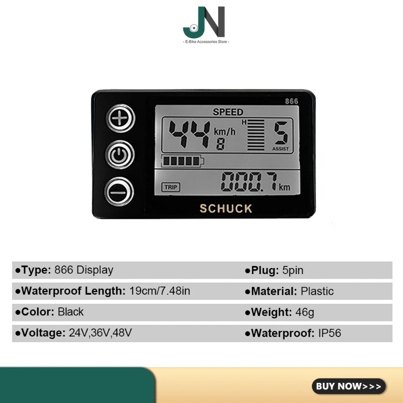 S866 LCD Display with 5 Pin Waterproof Female Connector for E-Scooter E-bike