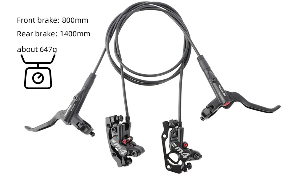 4-Piston MTB Bicycle Hydraulic Disc Brake with Silicone Protective 800mm/1400mm