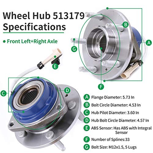 5379 Front Wheel Hub Bearing Assembly Compatible with 2000-203 513179-1P 1