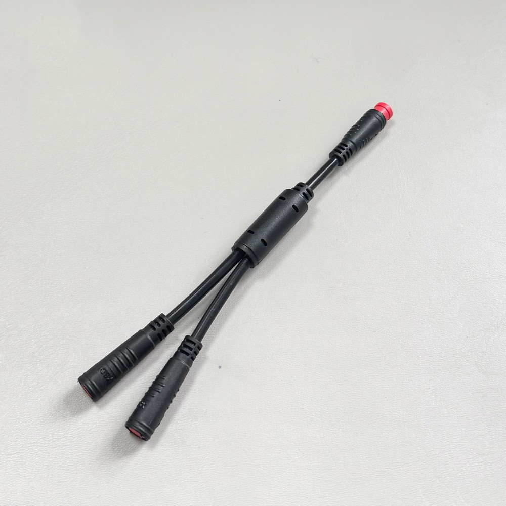 Ebike 1T2 Y-Splitter Extension Cable Male to Female M8 2pin Waterproof Connector