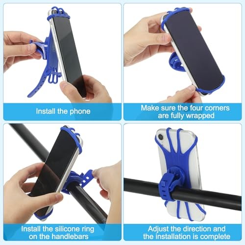 Gray 360° Silicone Motorcycle Phone Holder – 360° Rotation for 3″