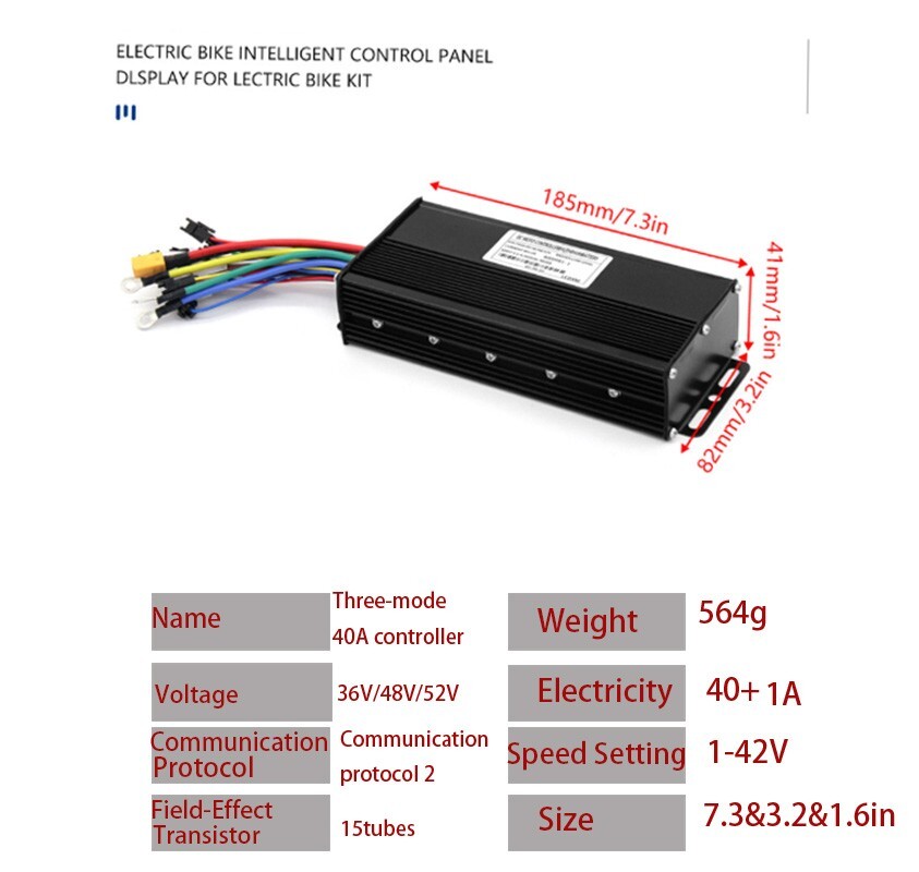 Ebike 36V 48V 52V 2000W 40A Sine Wave 3-mode Controller for Electric Bicycle USA