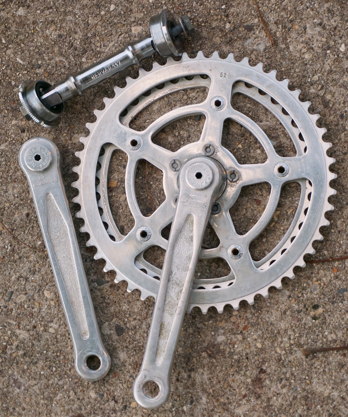 Vintage Nervar Crankset Square Taper Bottom Bracket French Thread TA Stronglight