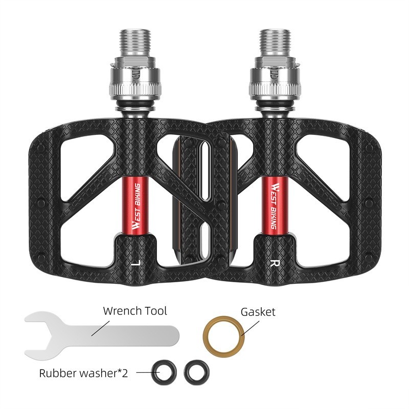 WEST BIKING Bike Pedals Quick Release CNC Seal Bearing 3 Bearings Pedals a Pair