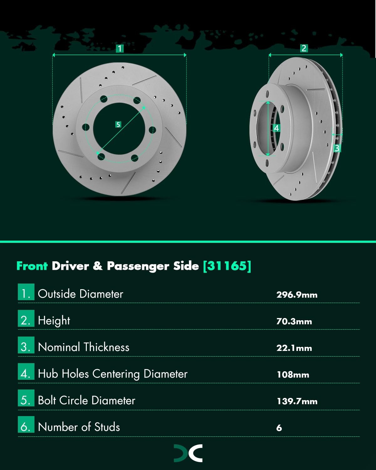 Scitoo Disc Brake Rotors Kits 31165 Front Vented Brake Rotors Fit For Toyota