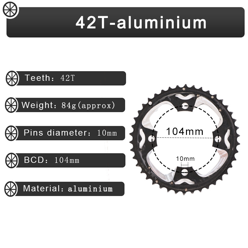104/64BCD 24/26/32/38/42T Double/Triple Speed Chainring Mountain Bike Crankset