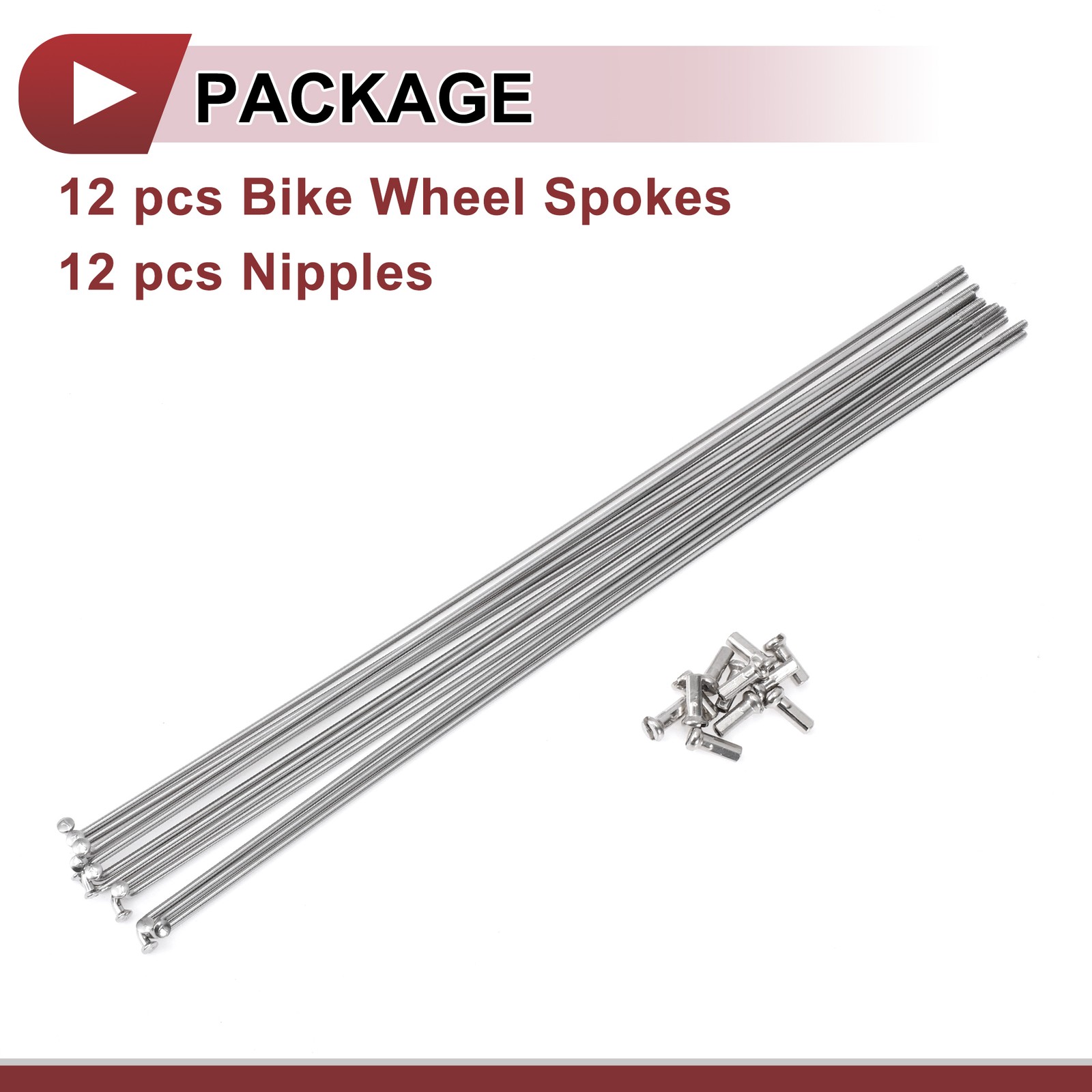 12 Set 14G Bicycle Spokes 257mm Bike Wheel Spokes 304 Stainless Steel