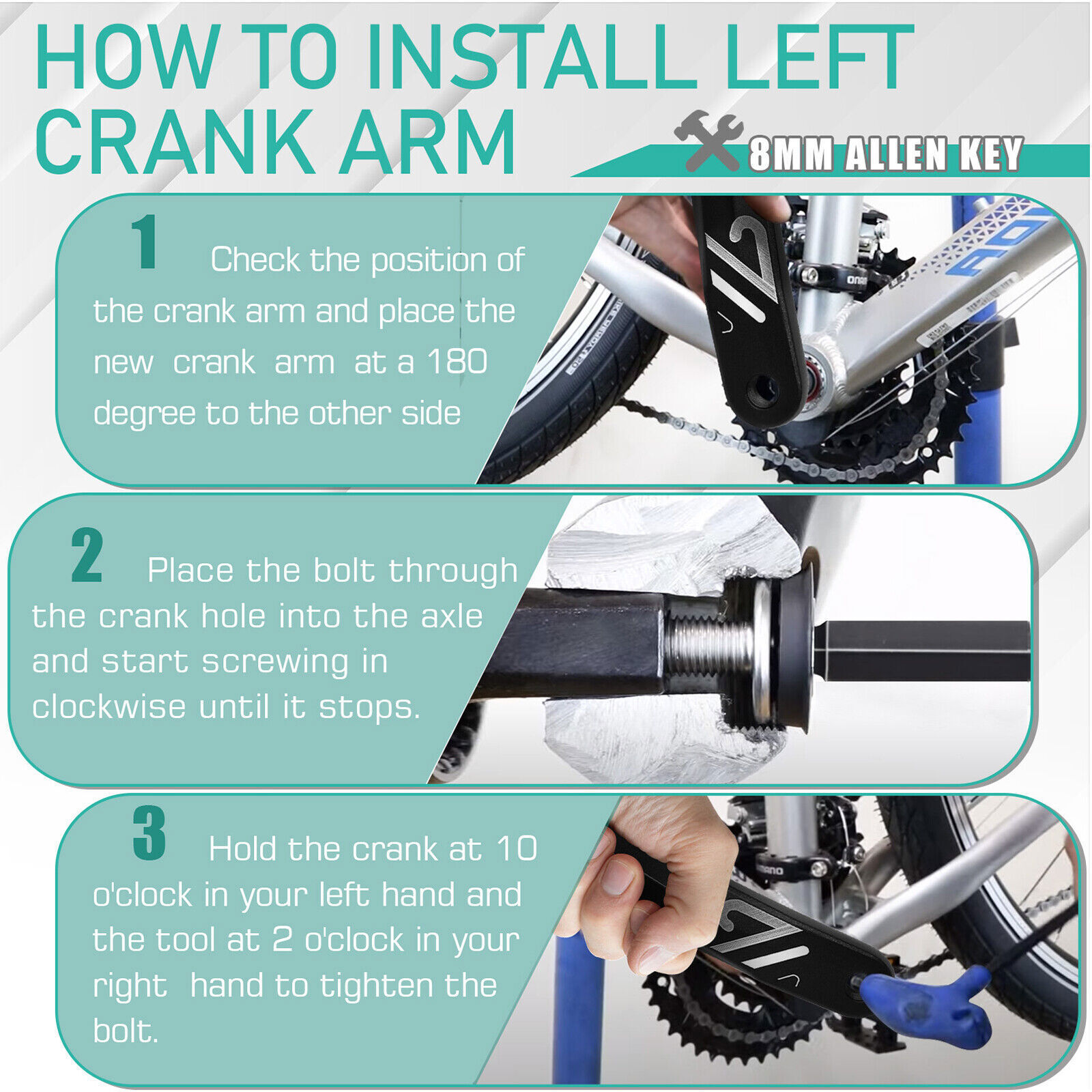 Mountain Bike Left Crank Arm 152/170/175mm Hollow Crank Square/Diamond/Spline