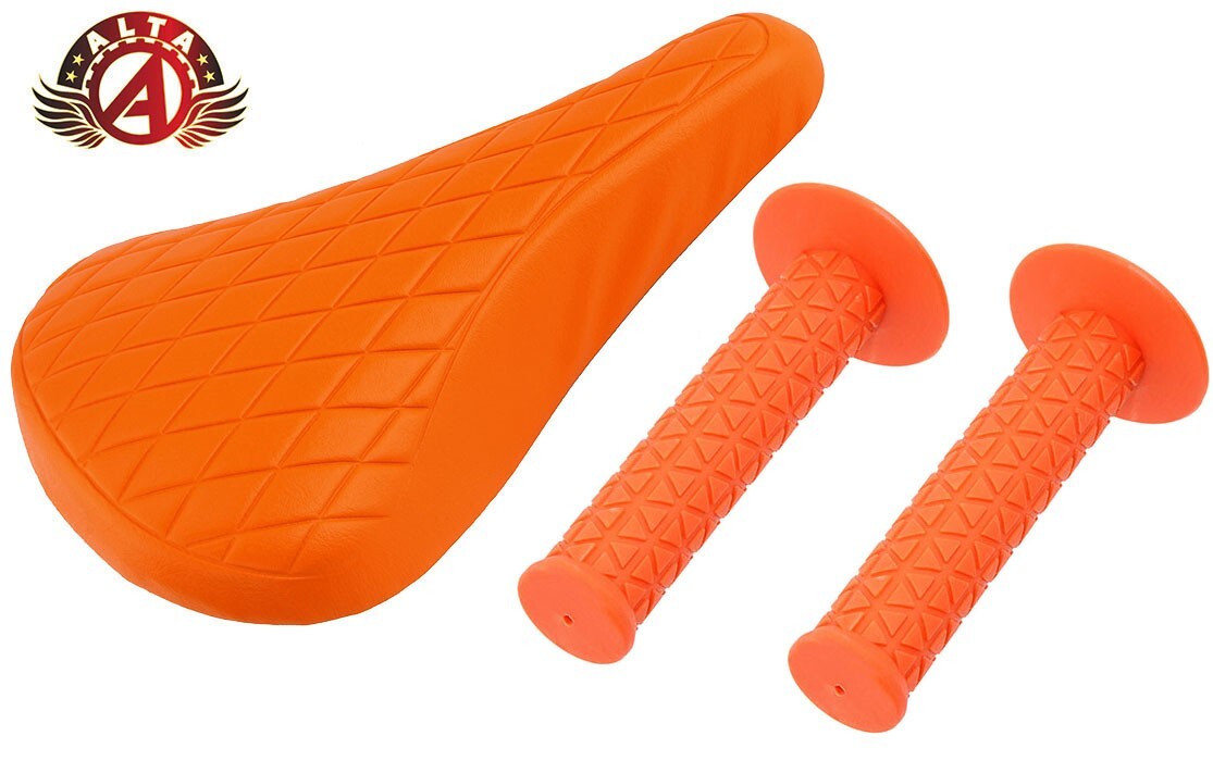ALTA Orange Diamond Saddle & Orange Triangle Grips BMX BIKES.