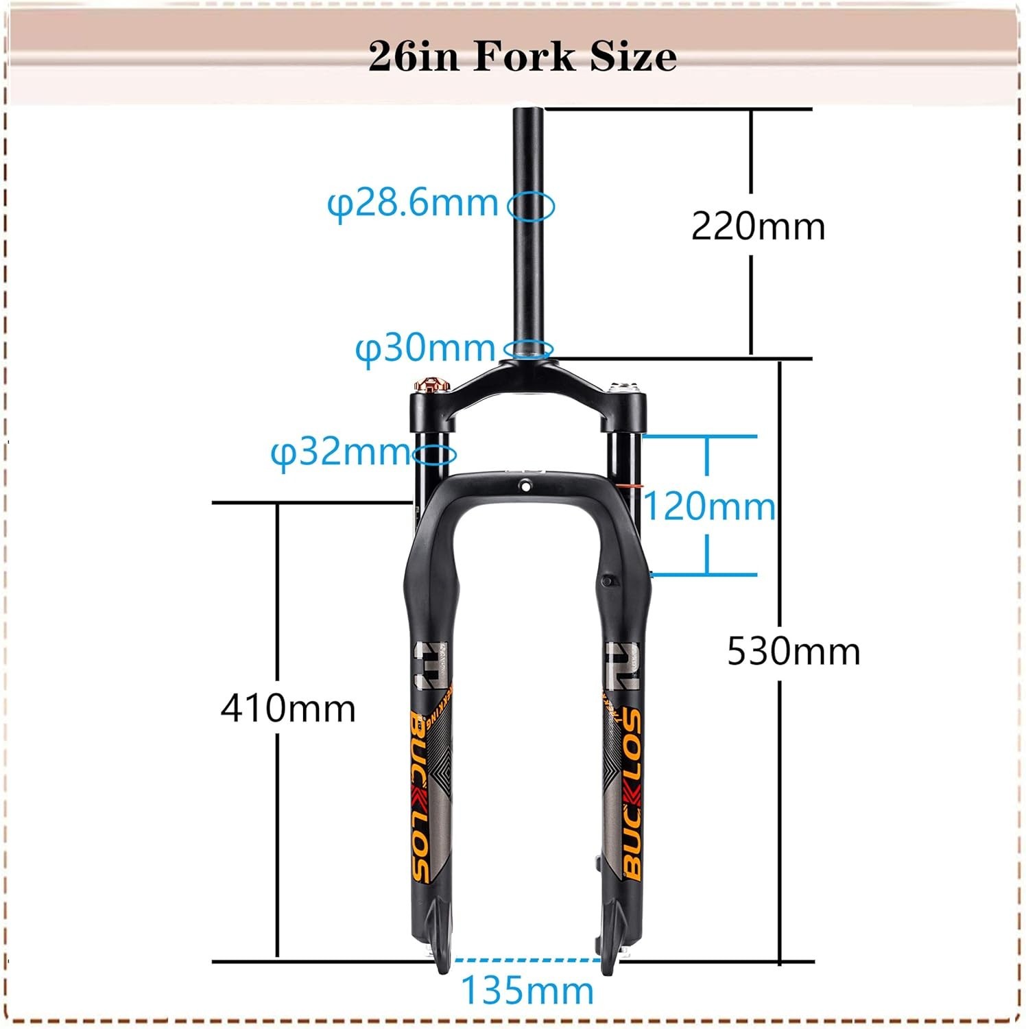 26 x 4.0 inch Fat Bike Tire Air Suspension Fork 120mm Travel, Spacing…