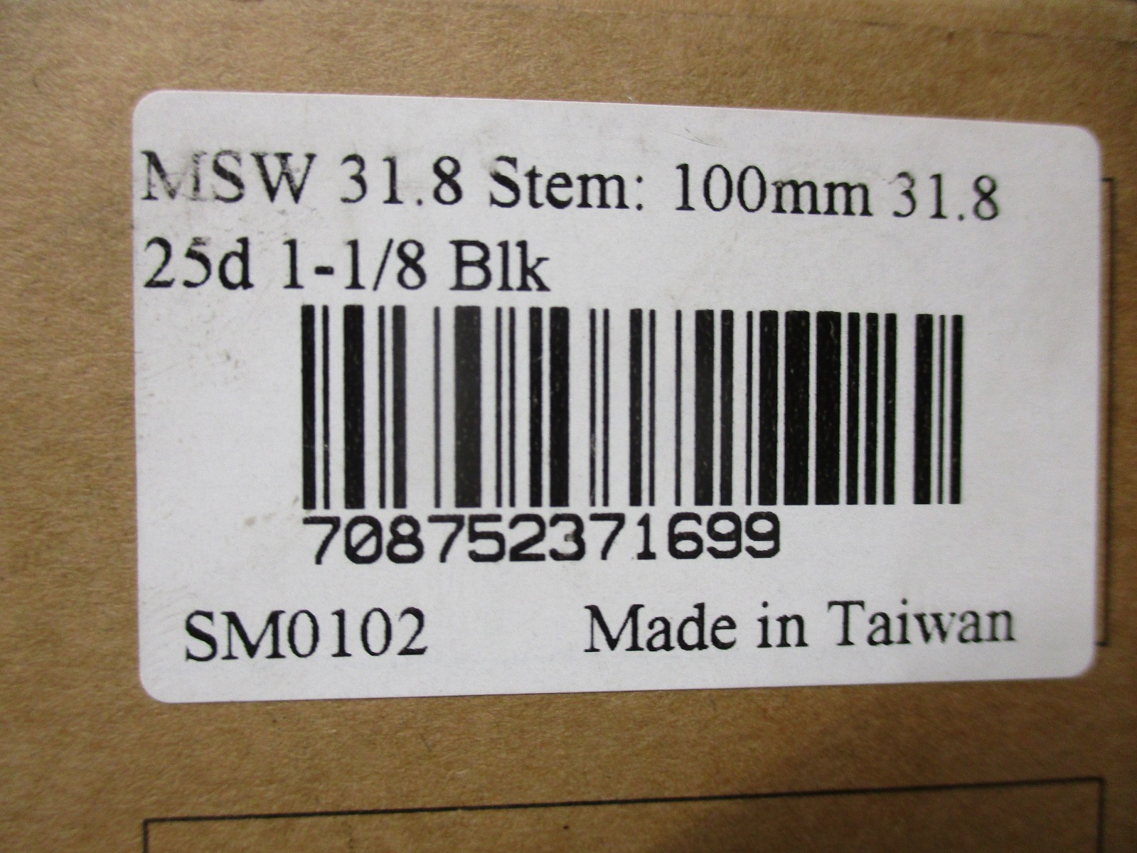 MSW Stem Length 100mm / Clamp 31.8mm / 25 Degree / Steerer 1 1/8 in Black MTB