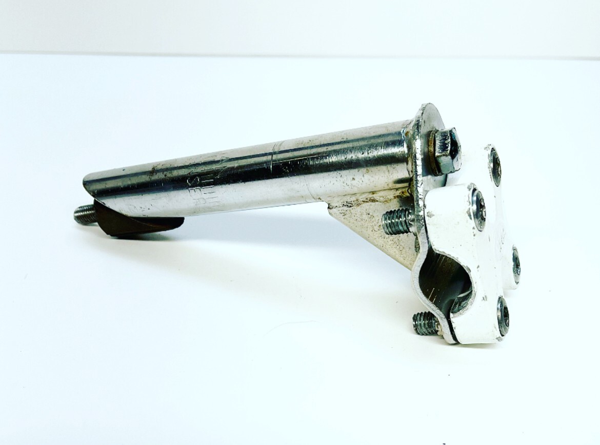 Vintage Oldschool Diamondback BMX Quill Stem White Silver Stamped BMX 6.5″X2.25″