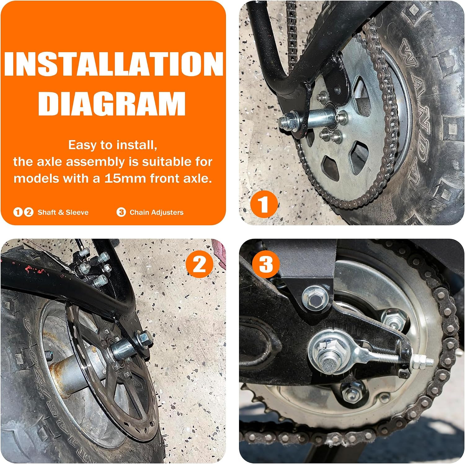 M15 Mini Bike Axle Kit Direct Replacement for Coleman Mini Bike