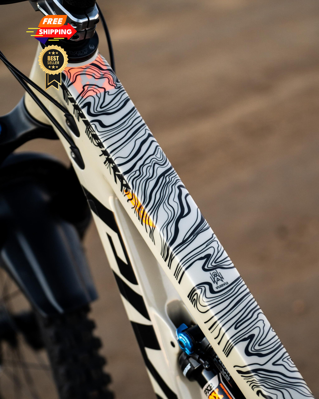 WilderWild Bike Frame Protection Tape- Universal, Topographic Marble Matte