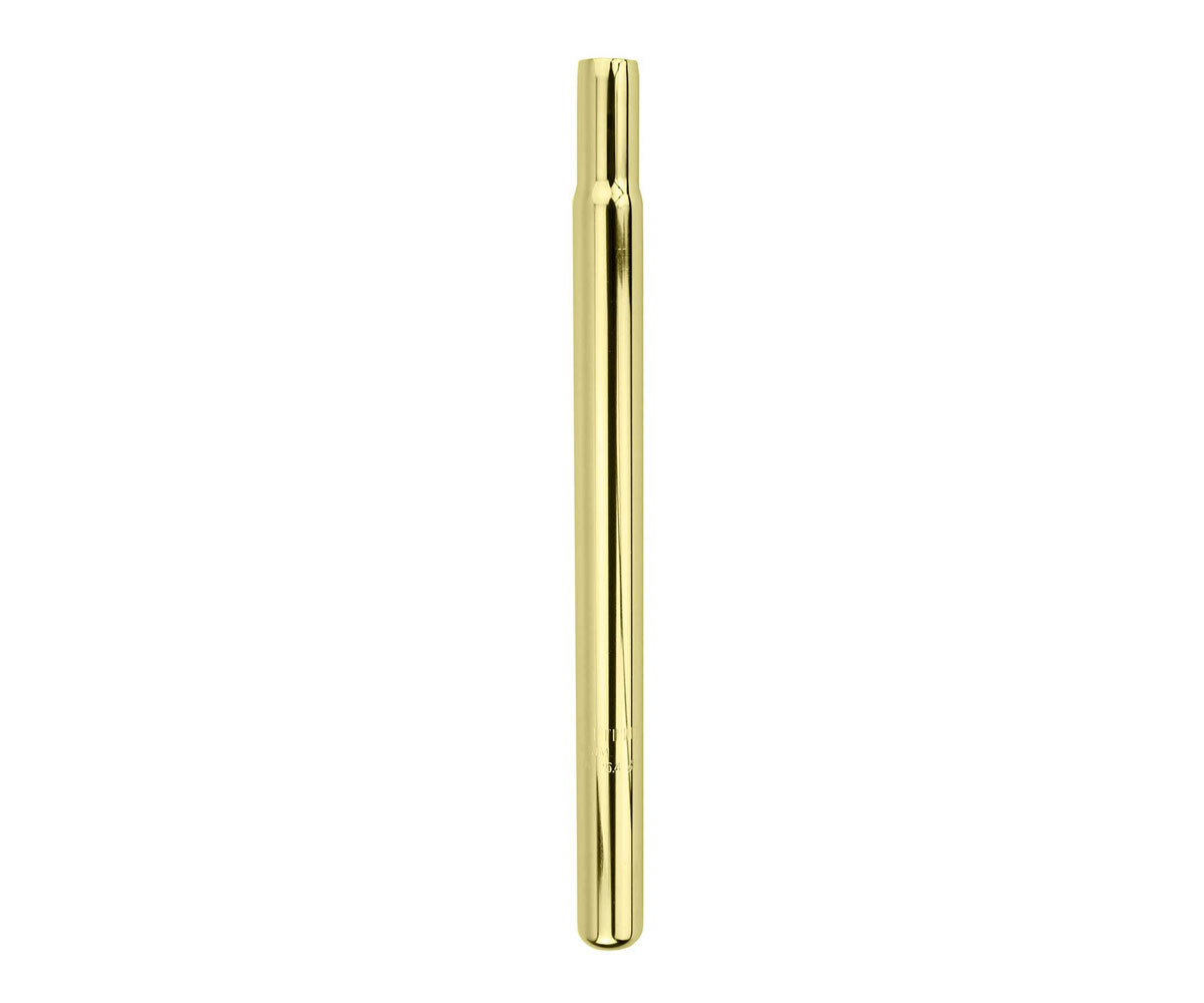 ORIGINAL! 25.4 OUTER DIAMETER BICYCLE STEEL SEATPOST PILAR 350MM LONG IN GOLD.