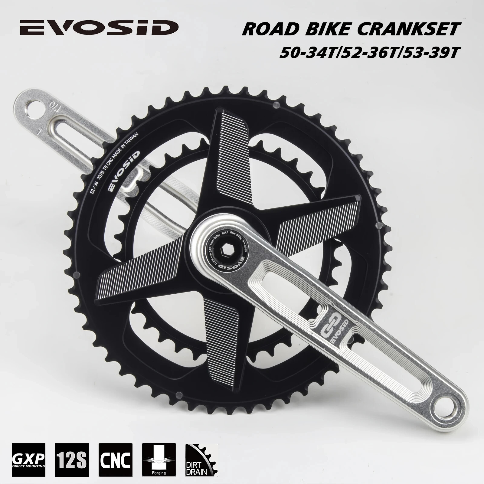 165MM 170mm Hollow Tech Crank Ultralight Gravel Road Bike Crankset