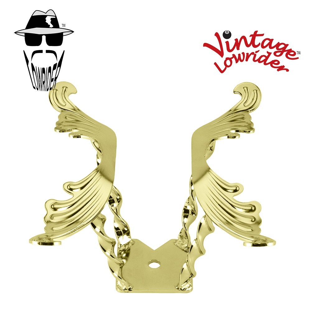 VITNAGE LOWRIDER FLAT TWISTED BUTTERFLY STEEL 3D DOUBLE WING STEERING WHEEL GOLD