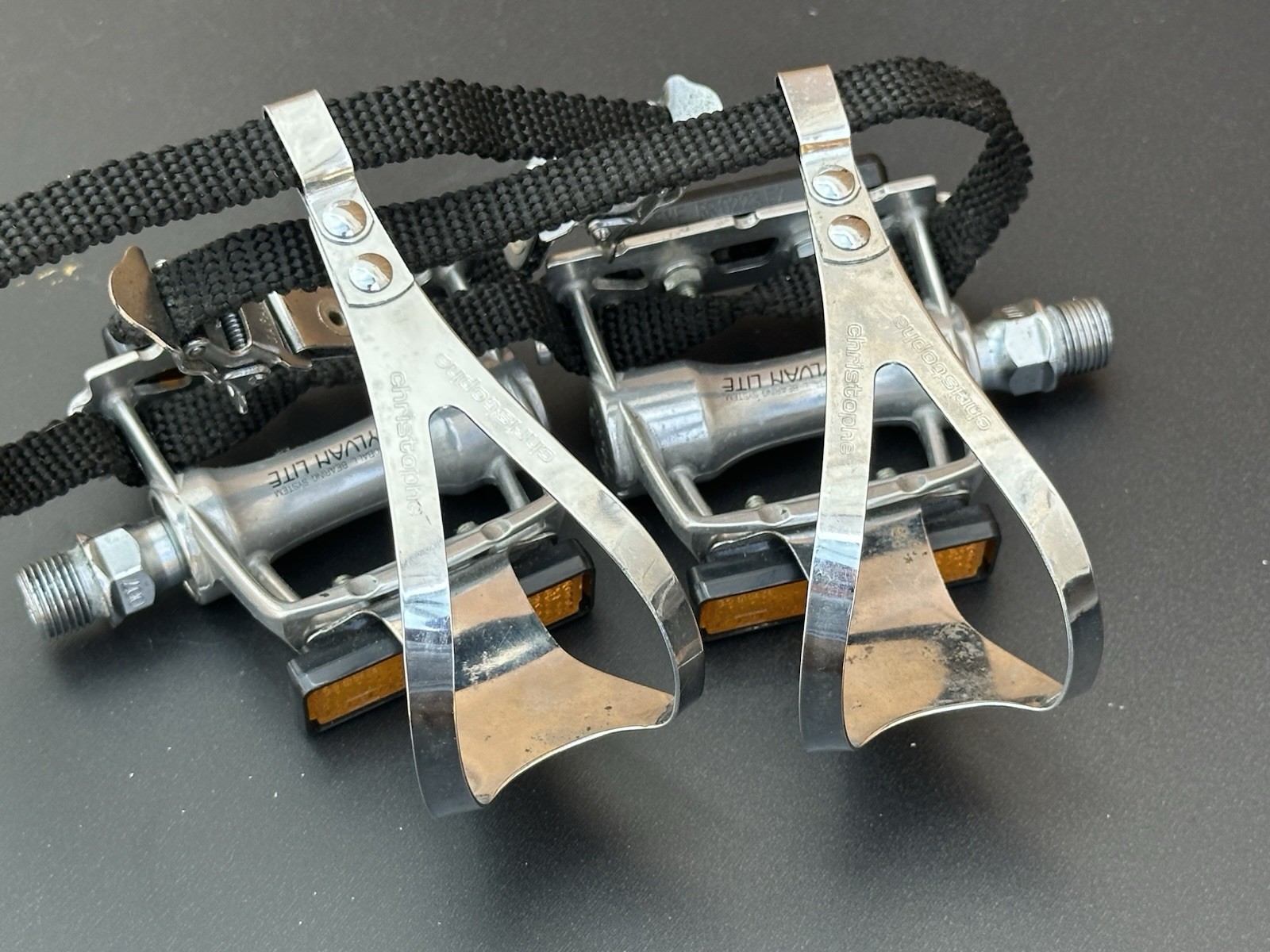 Vintage MKS Silvan Lite Road Pedals Christophe Toe Clips Silver 1990s Japan VGC!