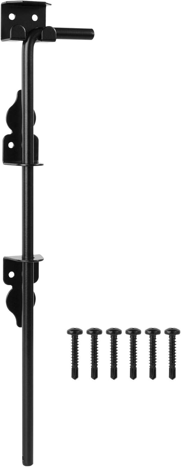 18in Heavy Duty Black Steel Cane Bolt for Wood & Metal Gates – 9 Piece Set