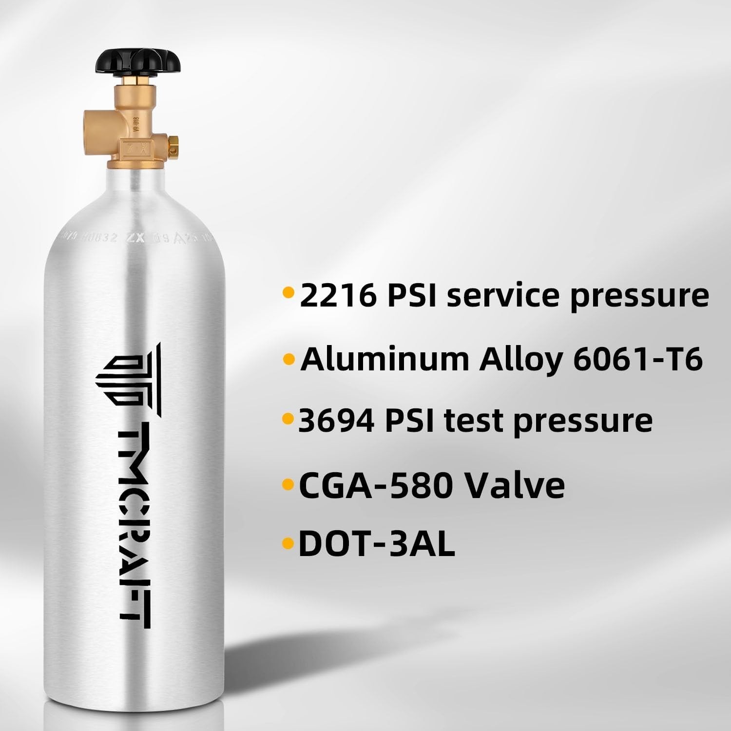 TMCRAFT 22 Cu.Ft Nitrogen Cylinder High-Strength Aluminum Alloy Inert Gas Tank