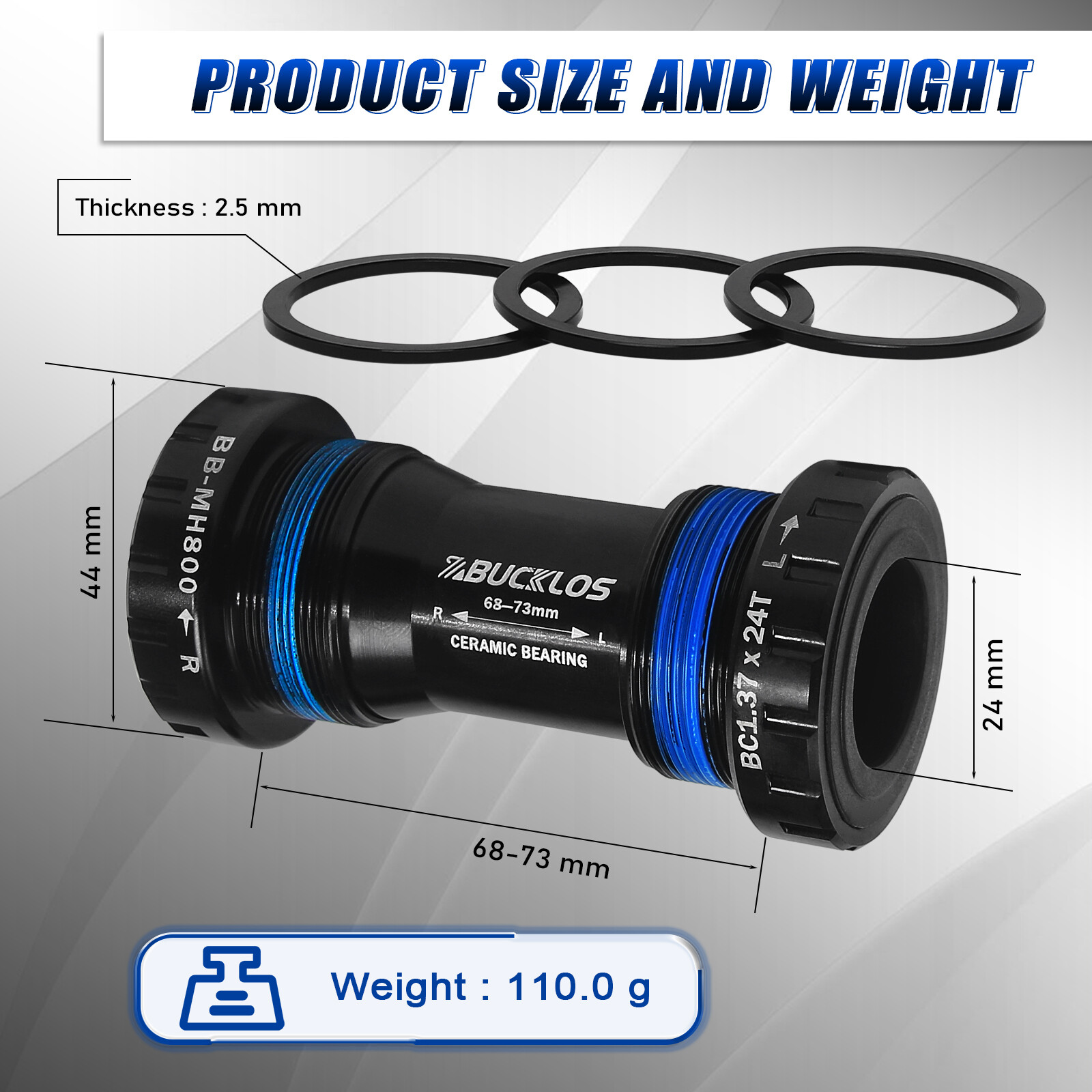 Mountain Bike Bottom Bracket BSA68/73MM Threaded Ceramic Bearing Hollowtech II